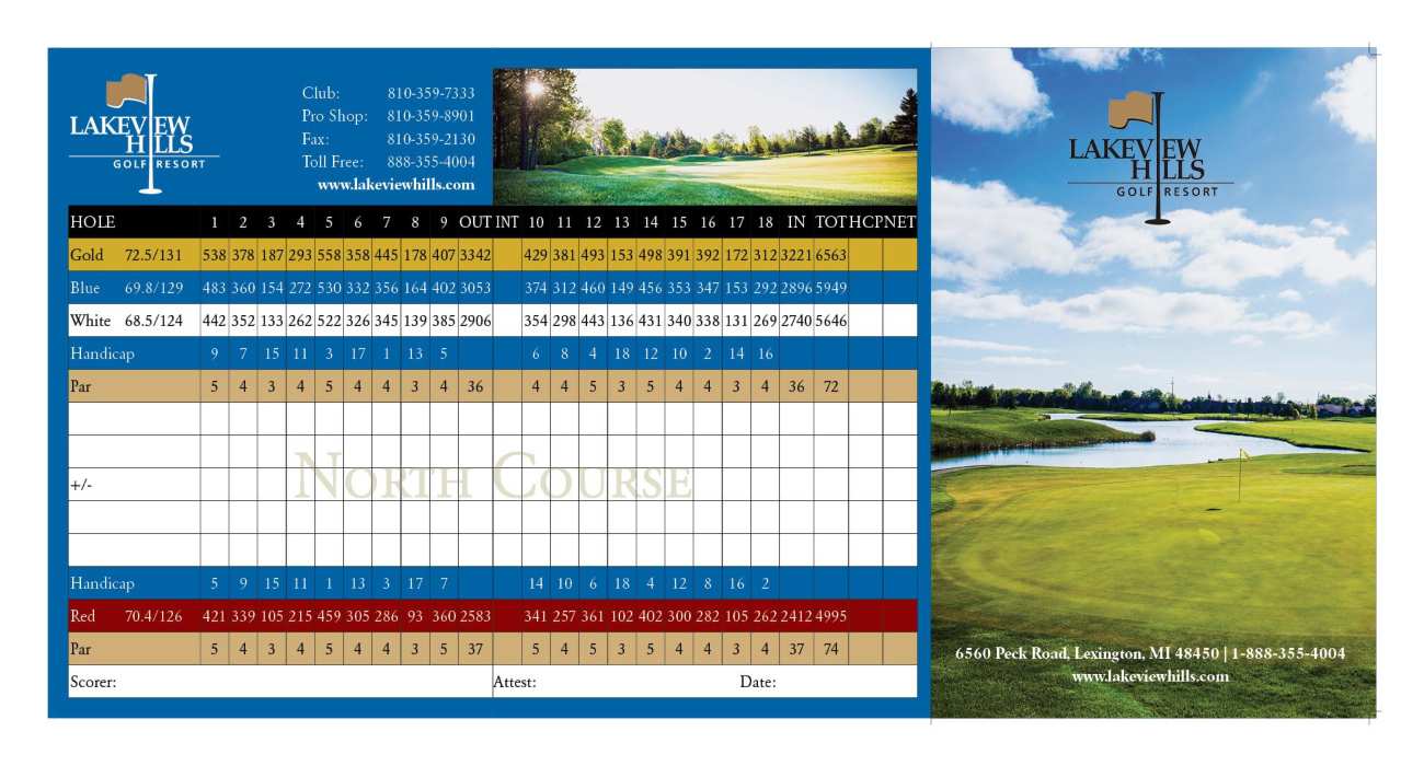 North Lexington Golf Score Card