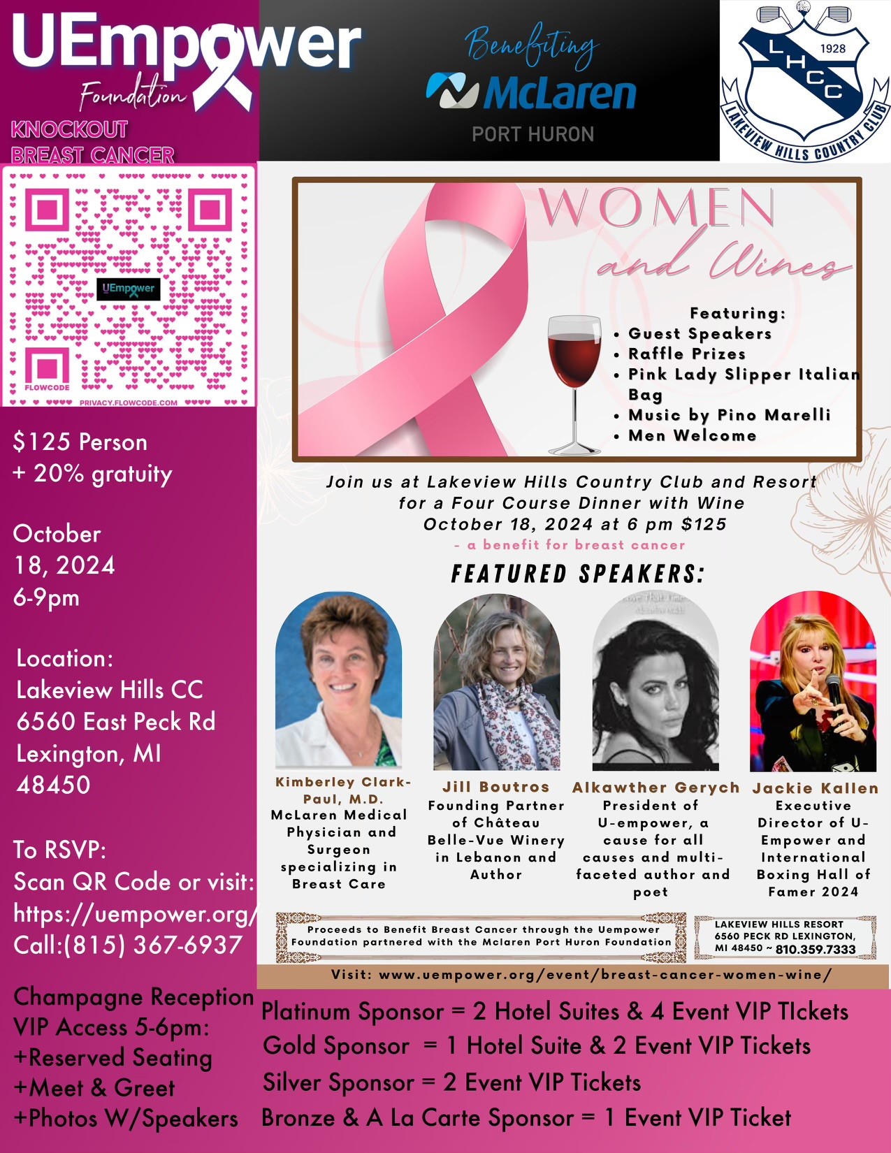 Women and wine flyer with QR code